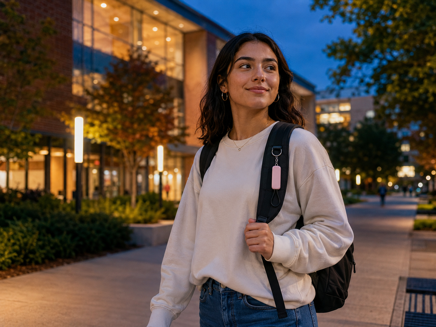 A student carrying an Aveya personal alarm